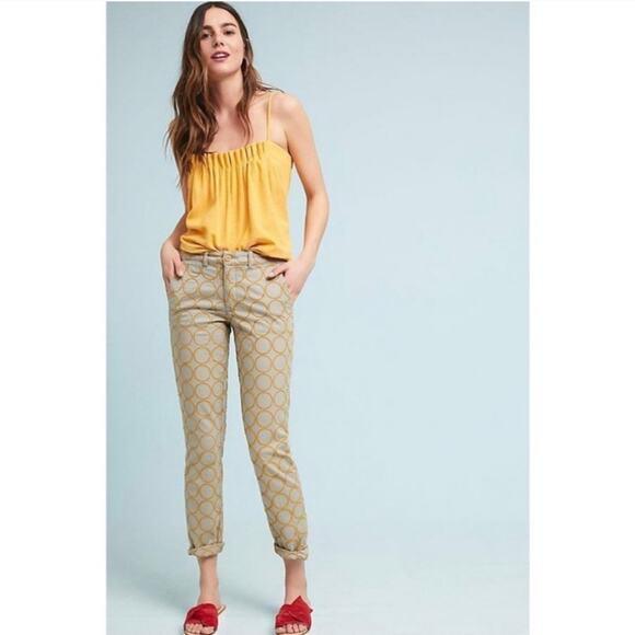 Anthropologie Chino with Embroidered Circle Pattern | Size 29 - Picture 2 of 9